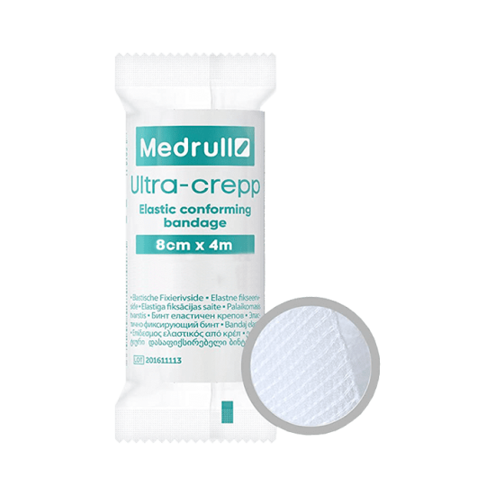 Бинт медичний еластично фiксуючий Medrull Ultra-crepp, розмiр 4 м x 8 см